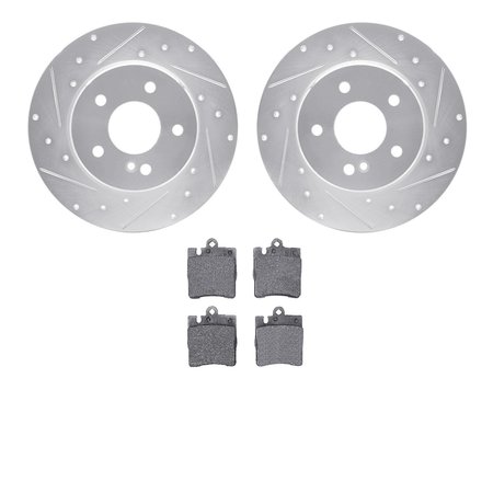 DYNAMIC FRICTION CO 7302-63085, Rotors-Drilled and Slotted-Silver with 3000 Series Ceramic Brake Pads, Zinc Coated 7302-63085